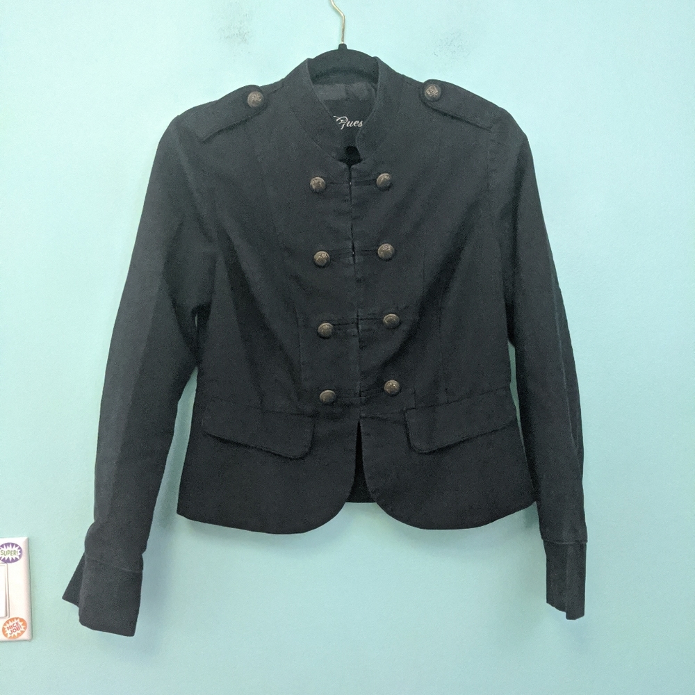 Guess Military Style Black Jacket Medium